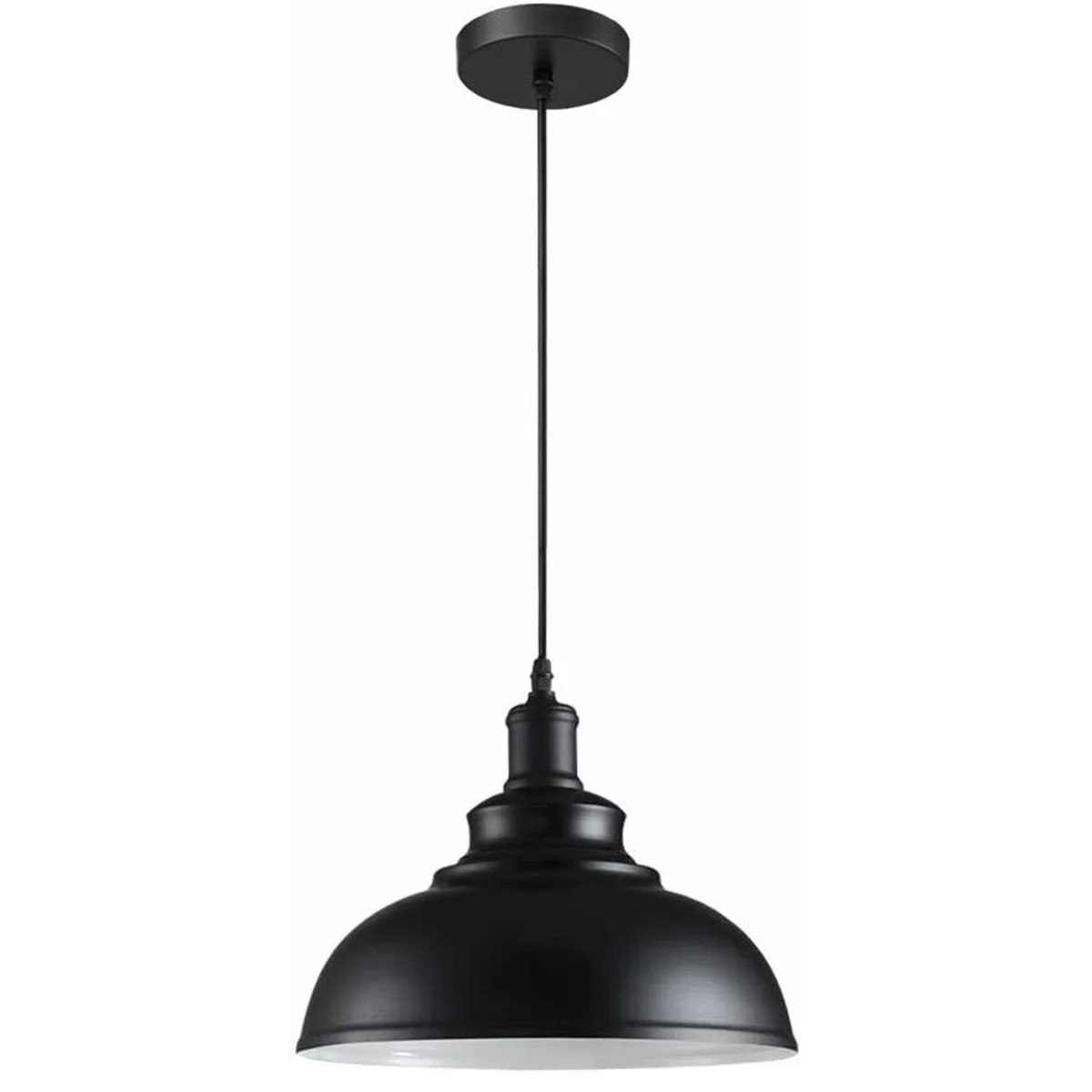 Industrial ceiling pendant light with black iron shade, slotted design, 95 cm adjustable cable, single E27 holder.