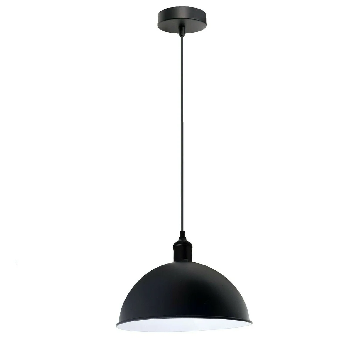 Industrial ceiling pendant light in black iron with slotted metallic shade and 95 cm adjustable cable hanging from ceiling