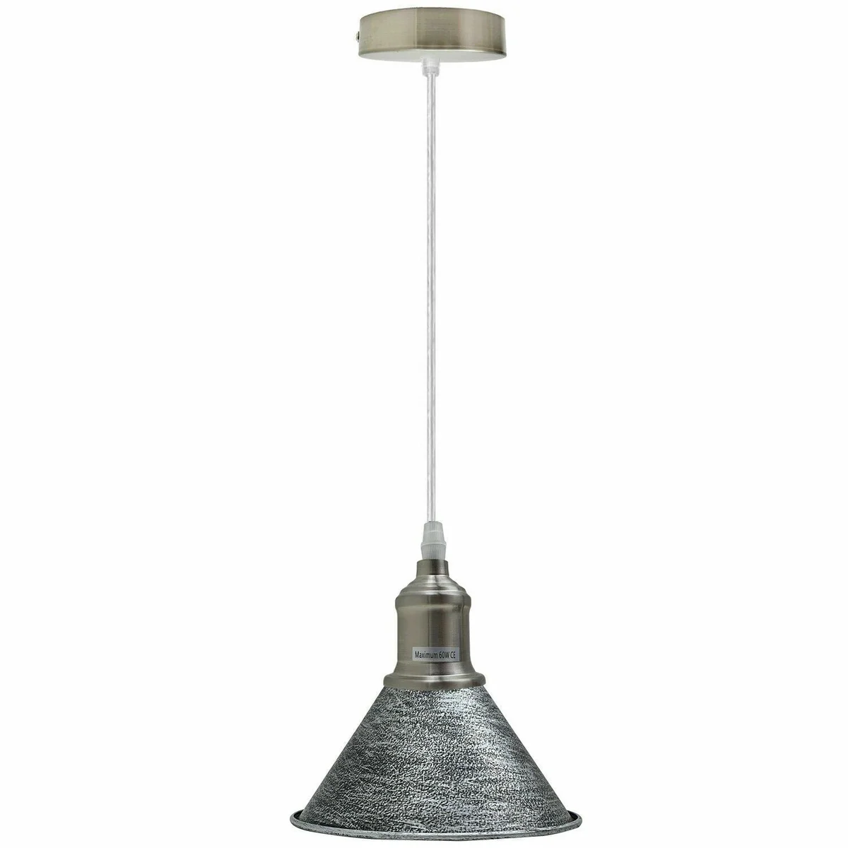 Modern vintage cone shade kitchen island pendant light in black, brushed copper, rustic red or brushed silver – metal PVC.