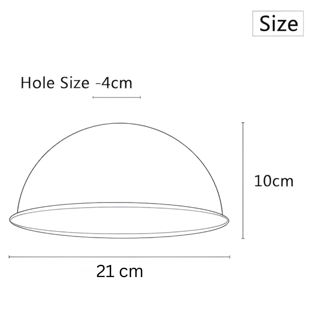 Metal dome light shade hanging from a ceiling fixture, matte finish, vintage retro industrial style