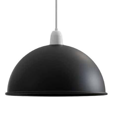 Curved industrial metal dome pendant shade in matte finish, featuring removable reducer ring, for indoor vintage lighting.
