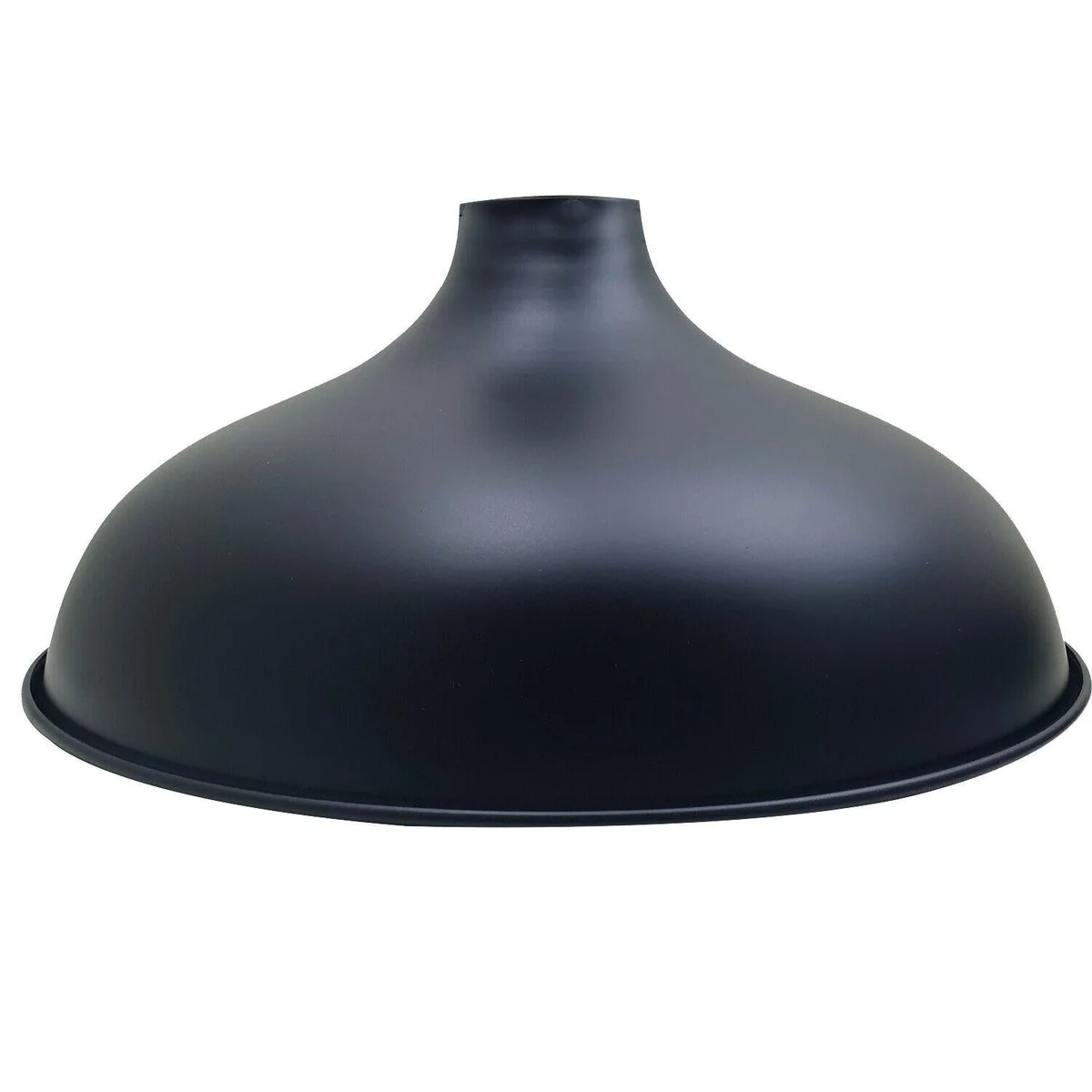 Metal vintage pendant light shade with a dome shape, available in brushed copper, red, black or silver, hanging ceiling.