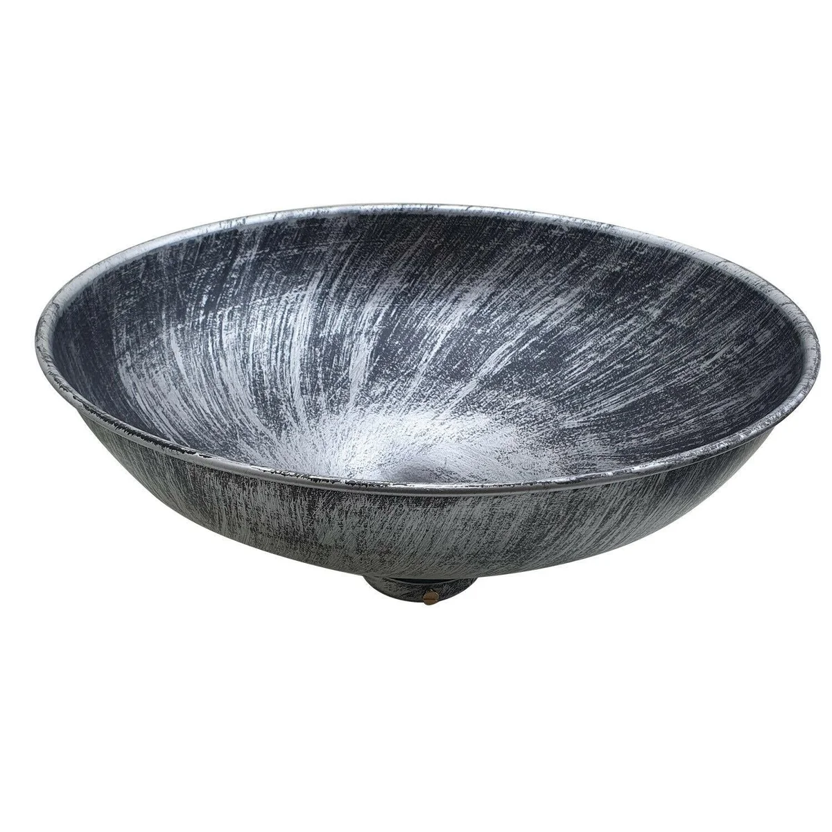 Metal ceiling pendant light shade in brushed silver, dome-shaped with rustic metal finish, attached to ceiling without wiring