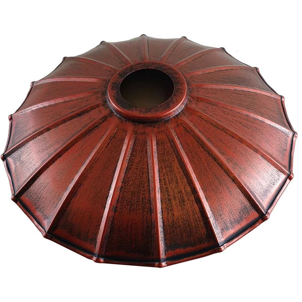 Vintage pendant lamp shade in brushed copper, metal, 22cm diameter, 6cm high, ceiling‑mounted without wiring