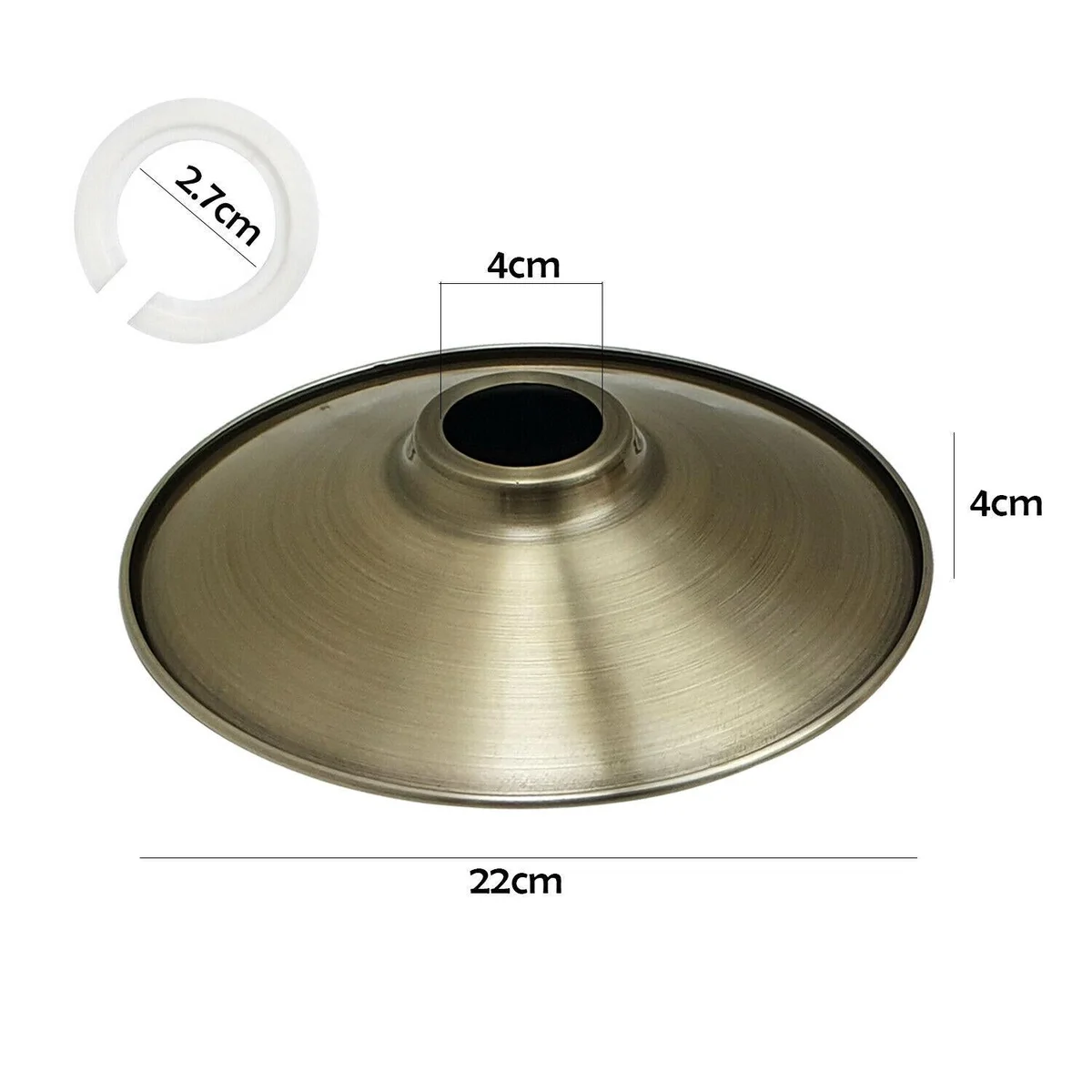 Metal ceiling light shade, 22cm flat bowl shape, spray‑painted finish with black interior – vintage style