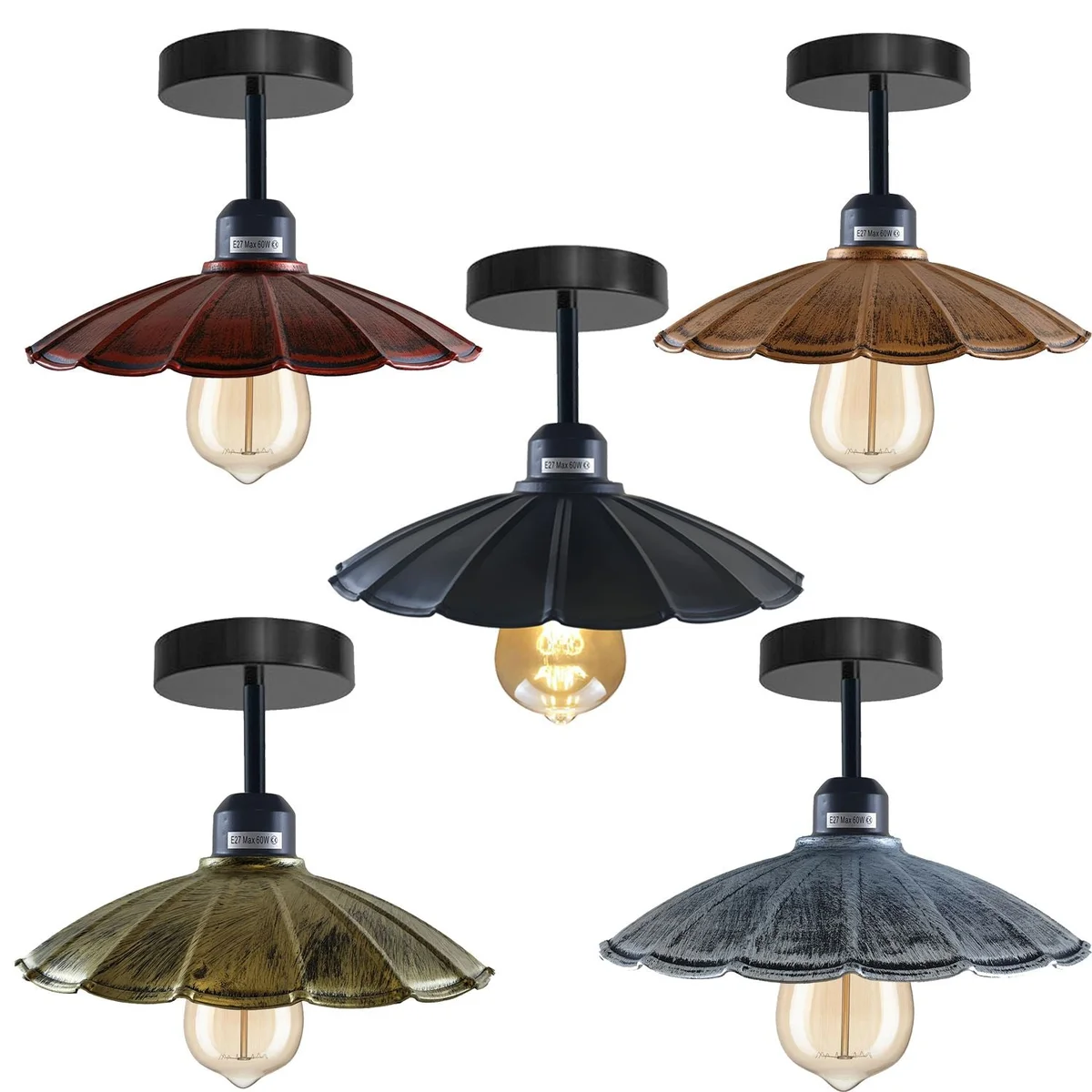 Metal ceiling lampshade with black metal finish