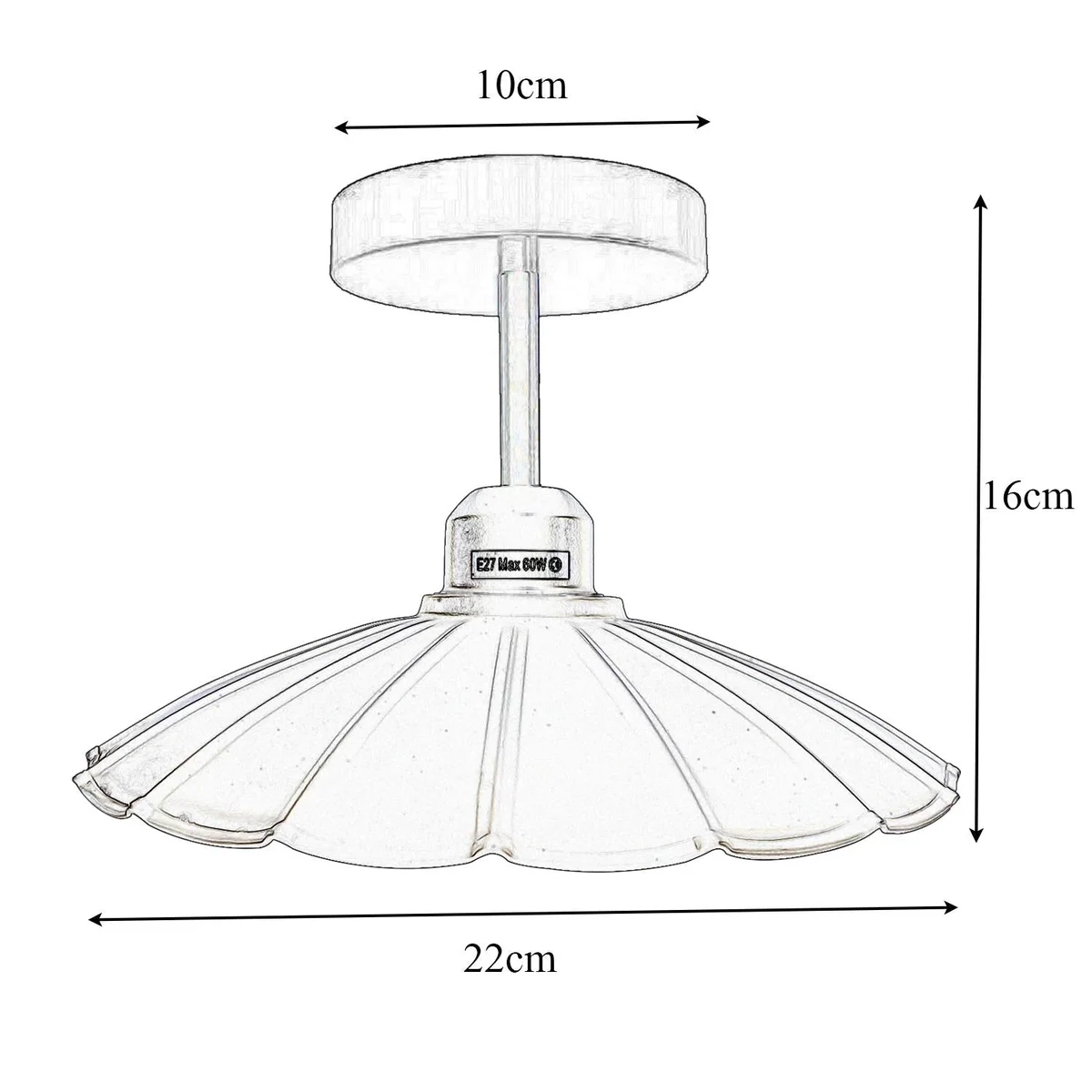 Modern industrial retro ceiling lamp with metal shade, black finish, E27 base.