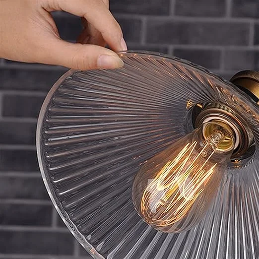 Metal and glass ceiling light with amber‑black pendant lamp, 25 cm glass shade and 95 cm cable, sitting above a ceiling.