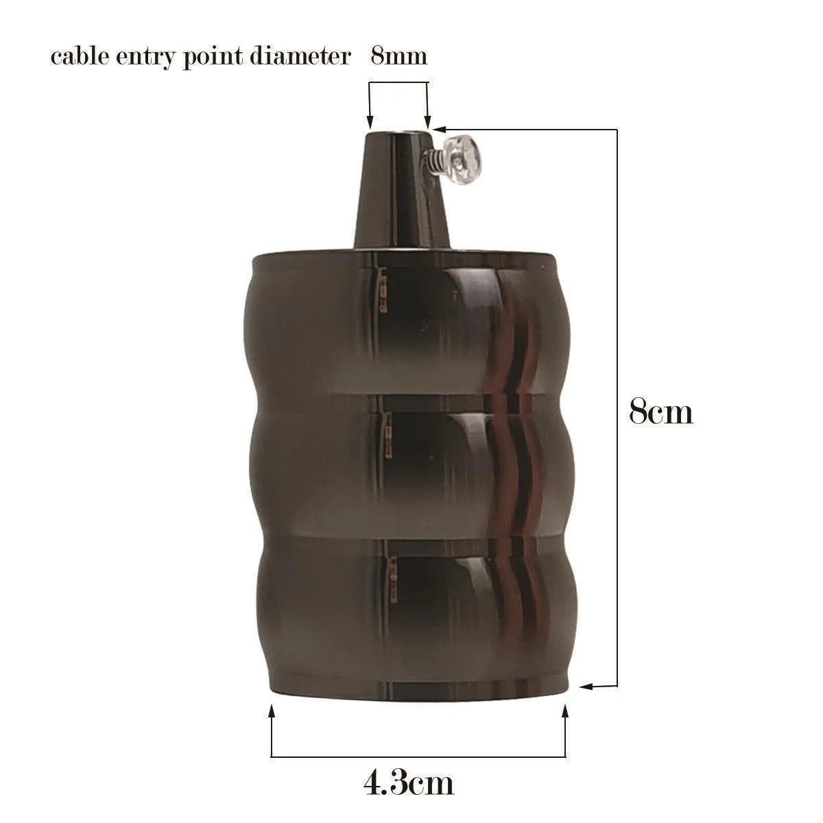 Metal retro lamp fitting with E27 base, vintage Edison socket for 110V‑240V, suitable for 60W bulbs.