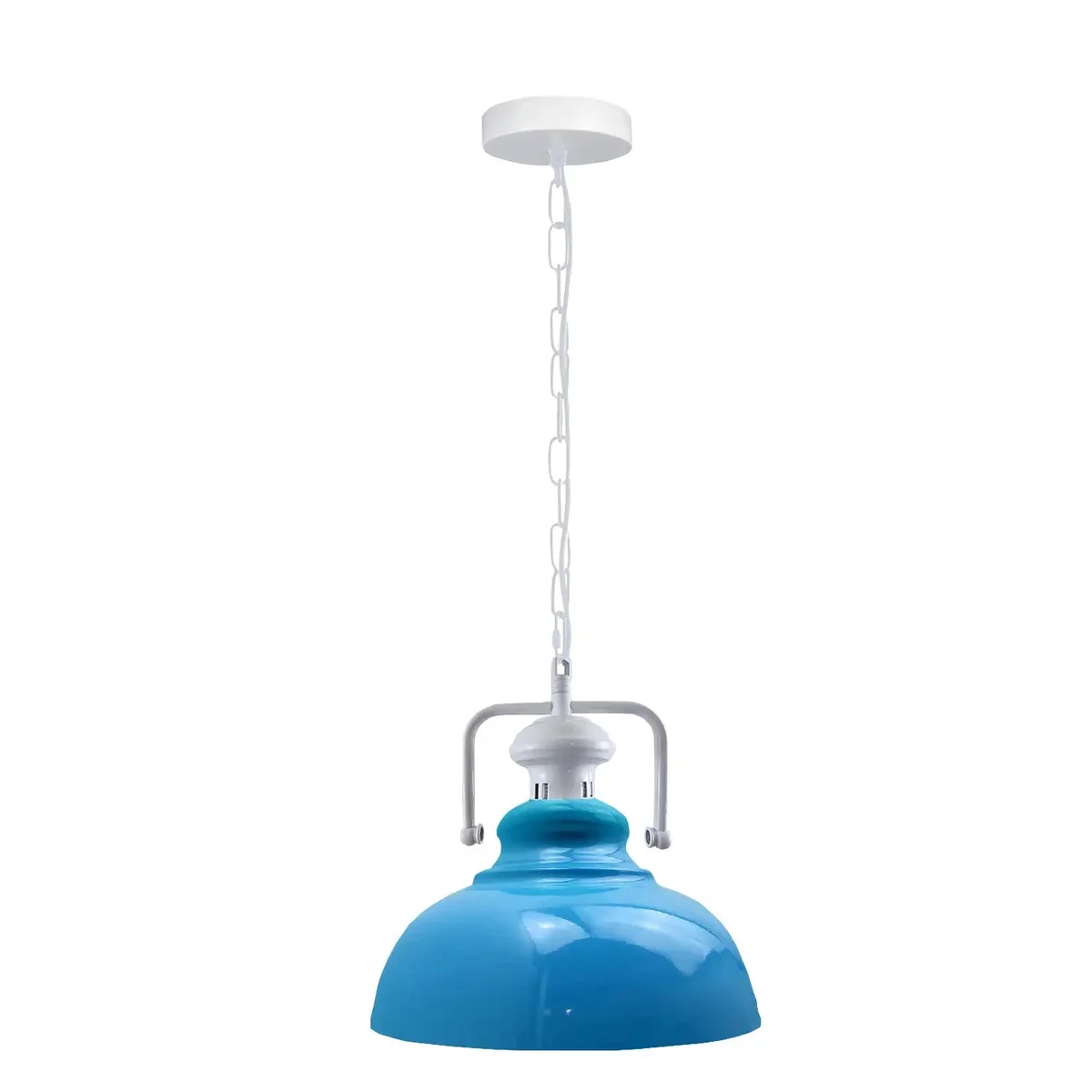 Industrial pendant ceiling light: metal dome shade, white inner shade, 40cm diameter, loft style.