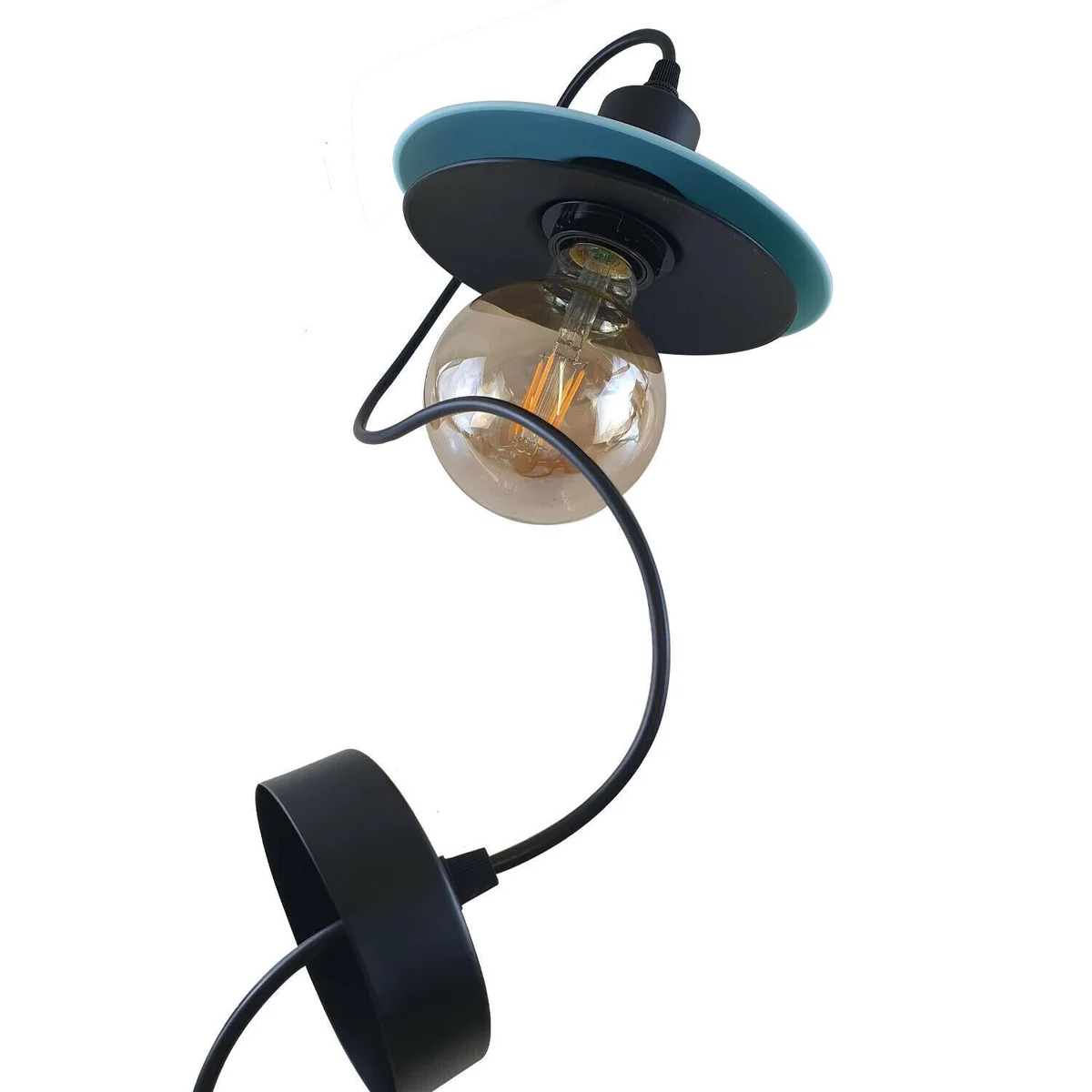 Black metal two-layer vintage industrial pendant light with clear glass shade, modern pendant light