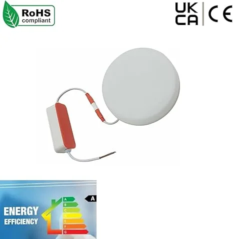 White LED recessed ceiling light panel with aluminum and acrylic housing and spring‑clip mounting system