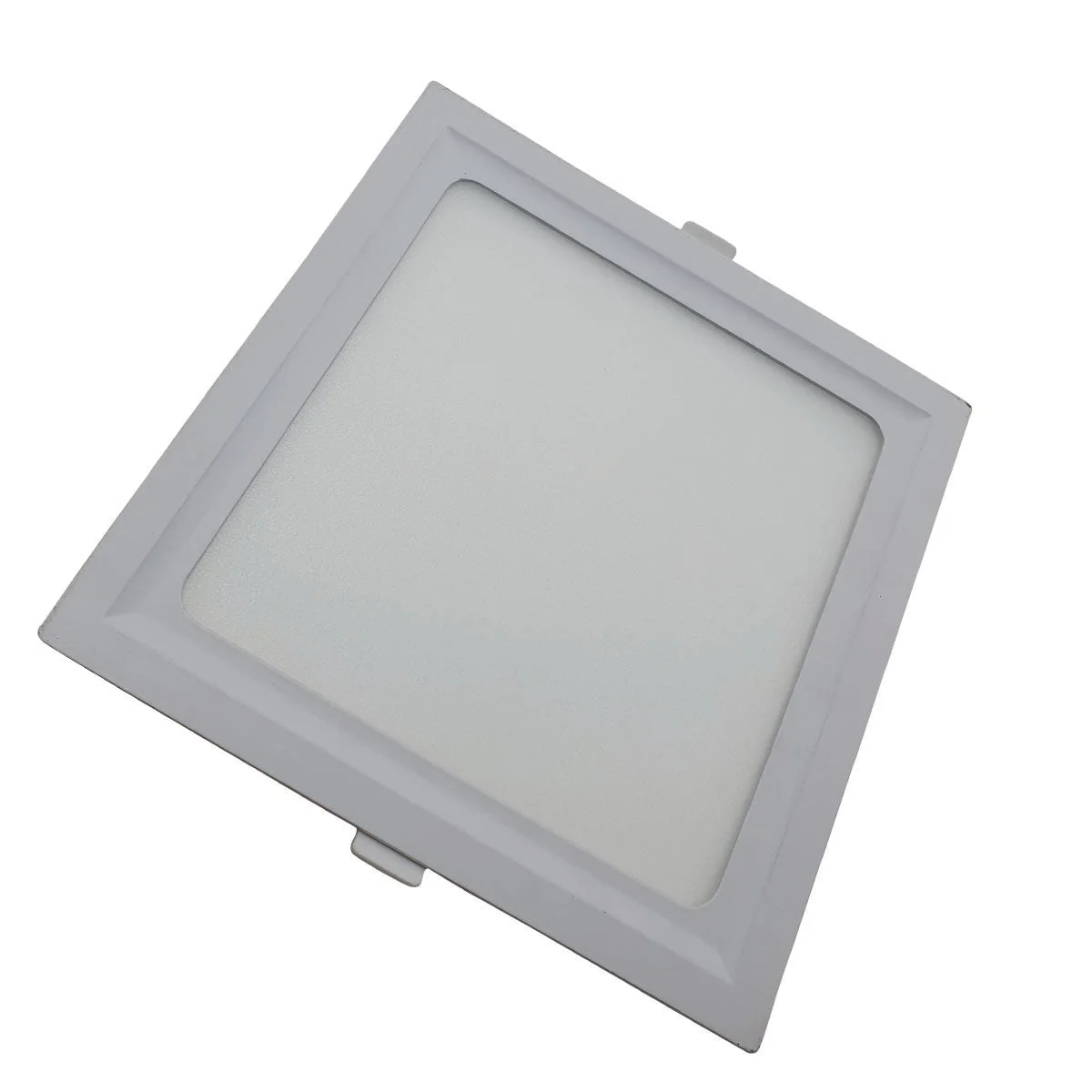 Slim square aluminium‑acrylic 5W LED panel light showing bright cool white daylight illumination