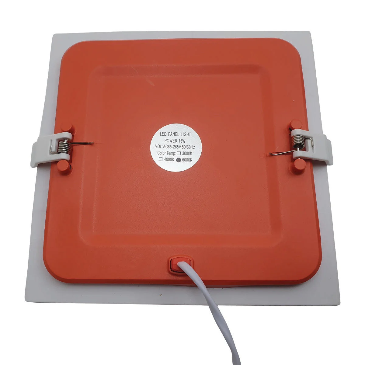 Ultra-slim square aluminium and acrylic cool white LED panel (5W) in a ceiling, showing clear front and recessed lights.
