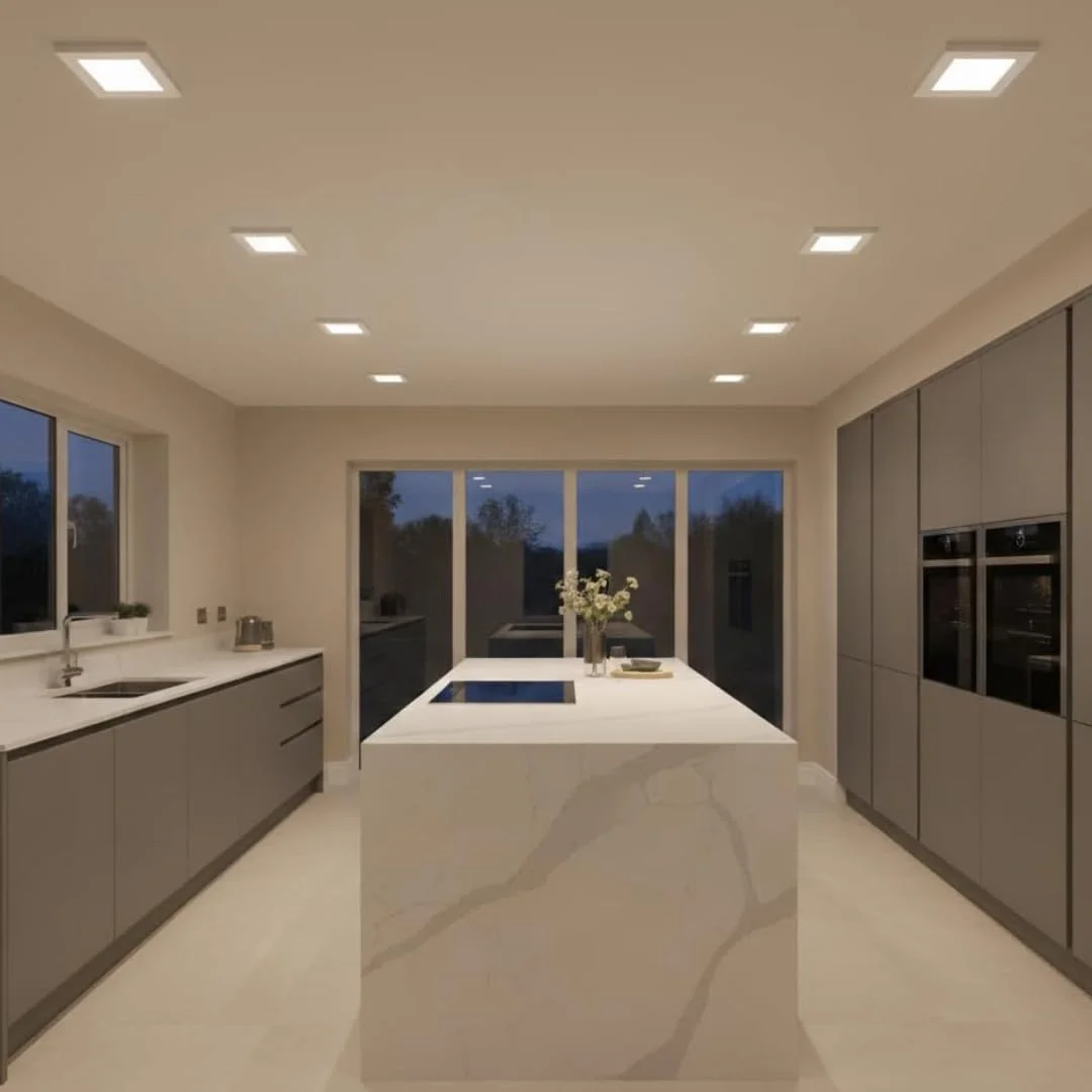 Ultra slim LED panel: square aluminium‑acrylic light, 5W, cool white, IP65 waterproof, 550 lumens, 120° beam