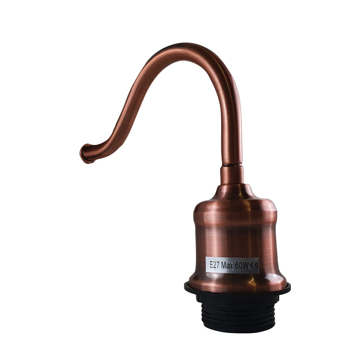 Adjustable wall lamp holder with swan neck, sleek metal finish in black, copper, or chrome.