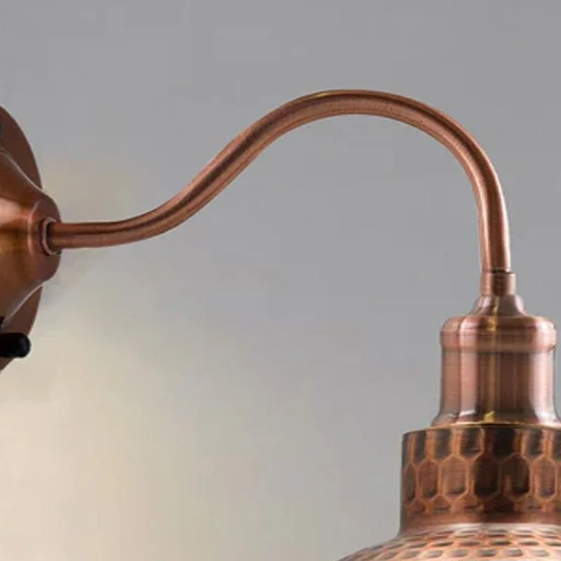 Retro wall light holder with swan neck, metal construction, black, copper or chrome finish, ready for wall mounting.