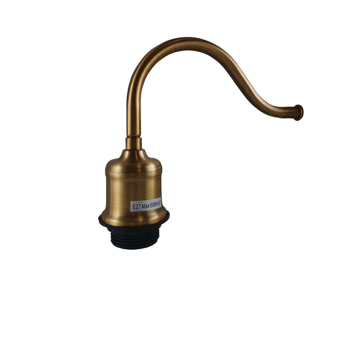 Retro wall light holder with sleek metal swan neck shown mounted on an interior wall
