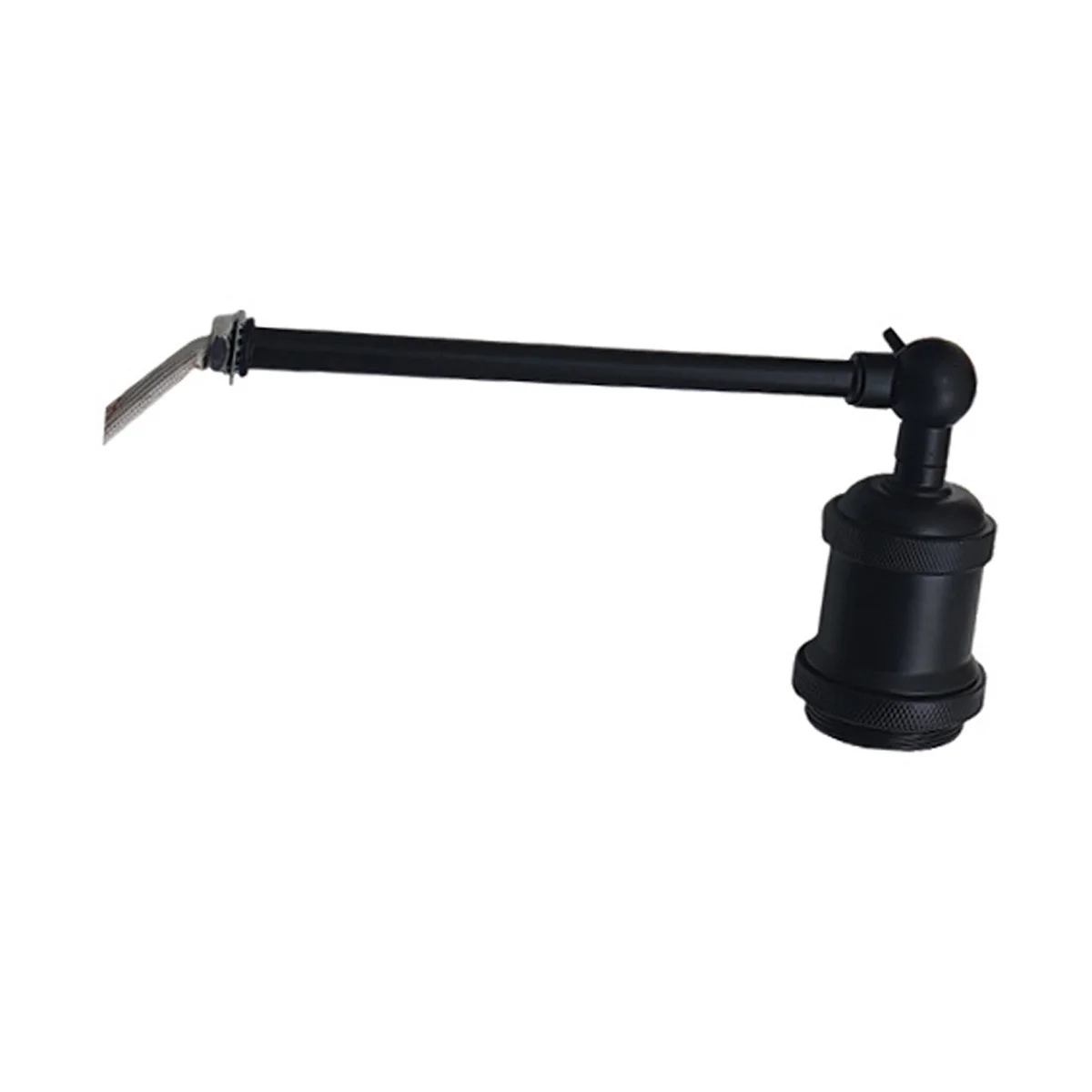 Retro wall lamp holder, black metal sconce with E27 socket, sleek industrial design.