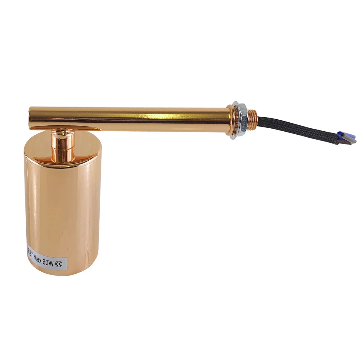 Short arm wall light with metal arm and white hood, chrome finish, ready for E27 bulb