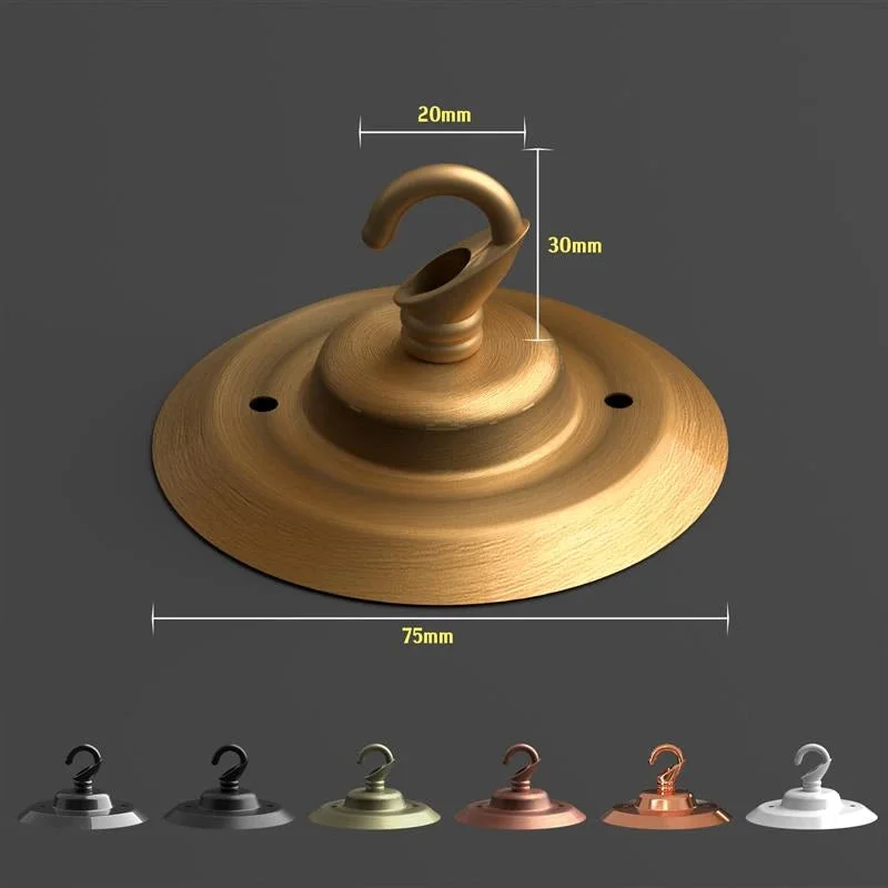 75mm front fitting metal ceiling hook with outlet, smooth finish, includes screws