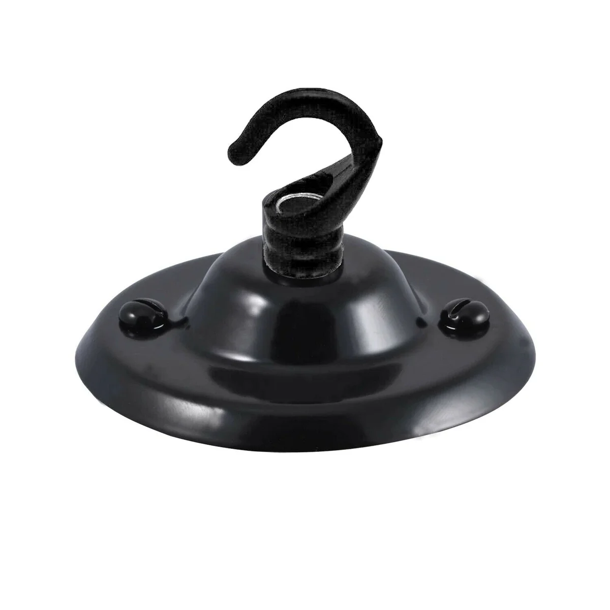 Metal 75mm ceiling rose with single outlet and pendant lighting ceiling hook, smooth surface