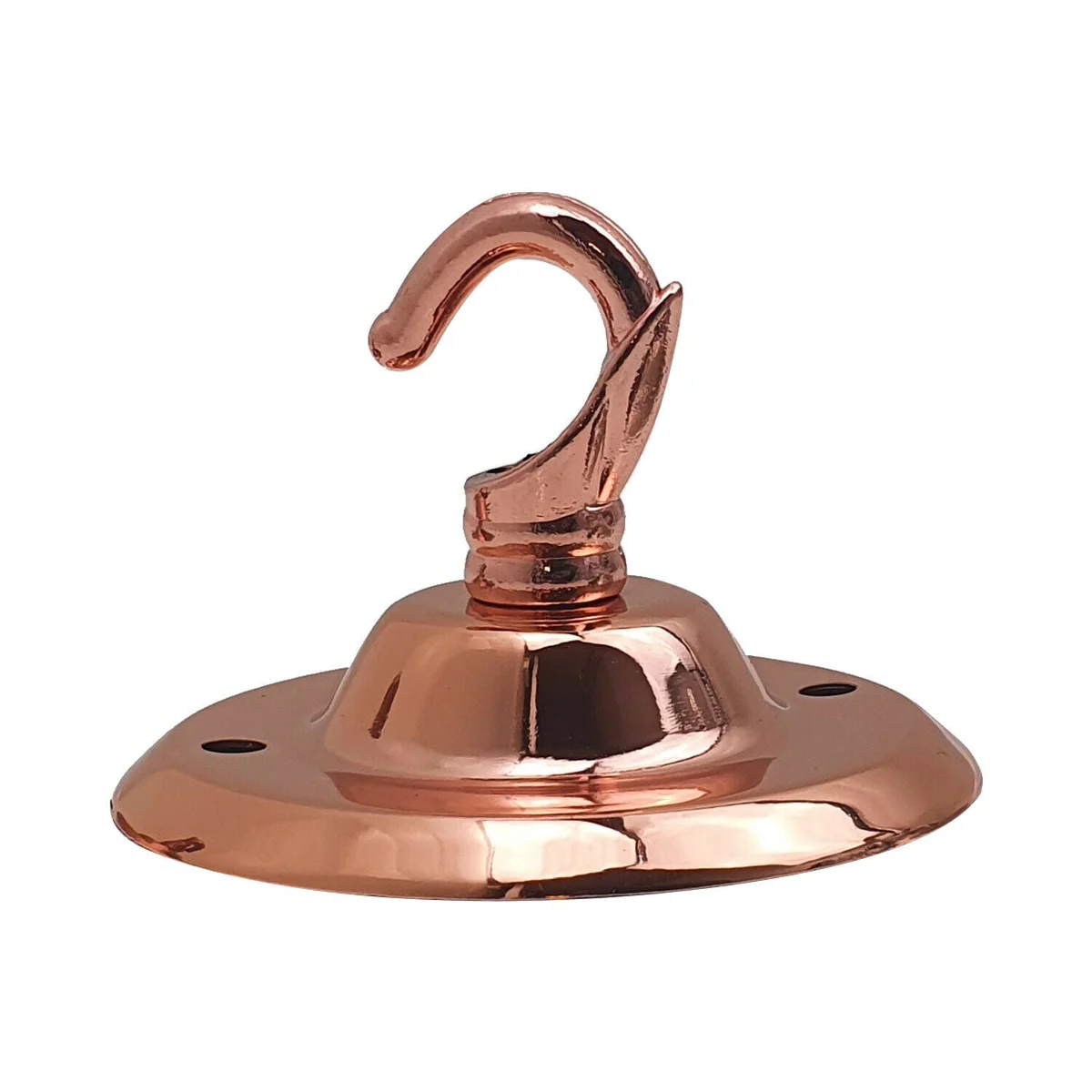 75mm ceiling hook with outlet, metal front fitting, 7.5cm diameter, smooth surface, screws included.