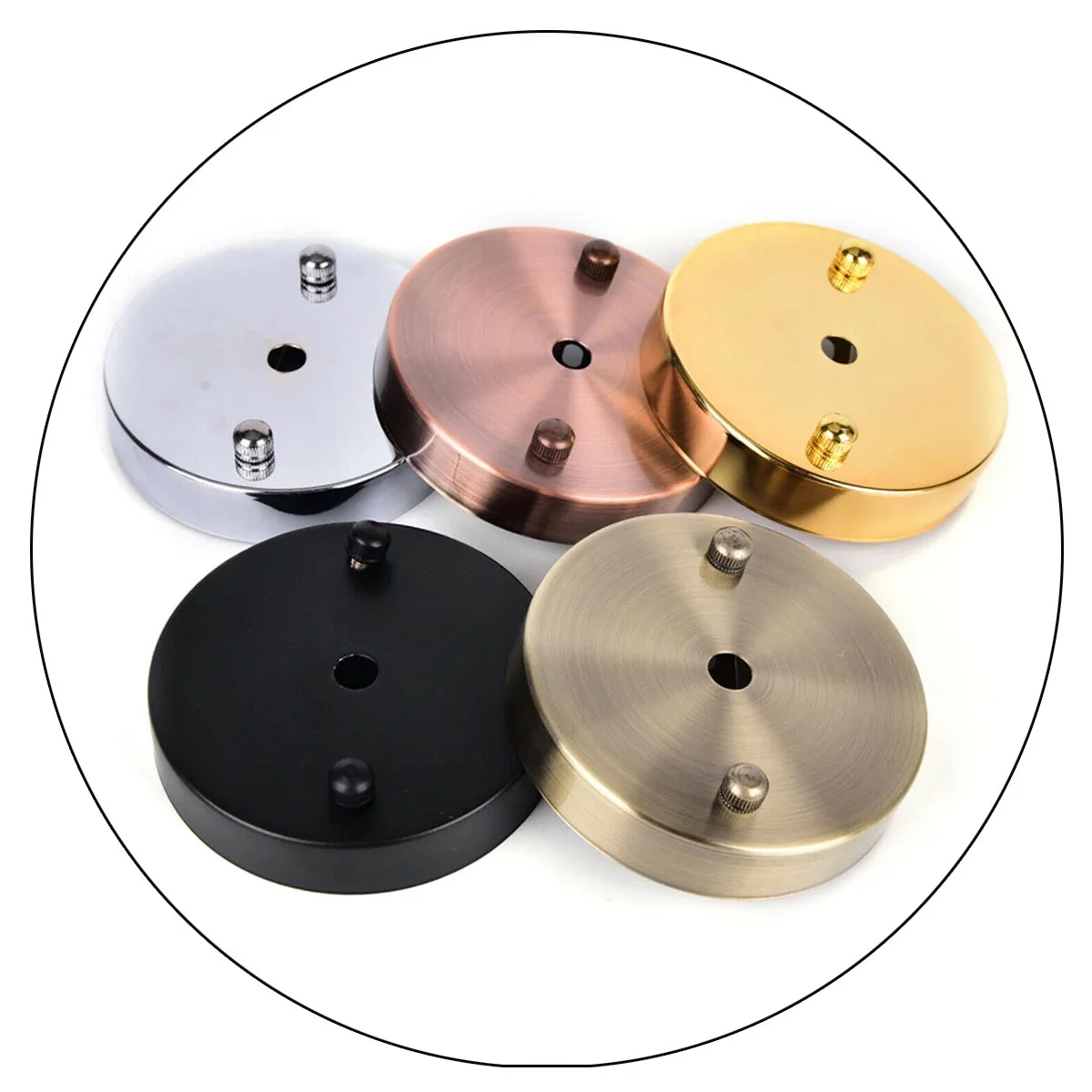 Metal ceiling hook with round ring, 100mm, flat metal base with screws, shown in natural light.