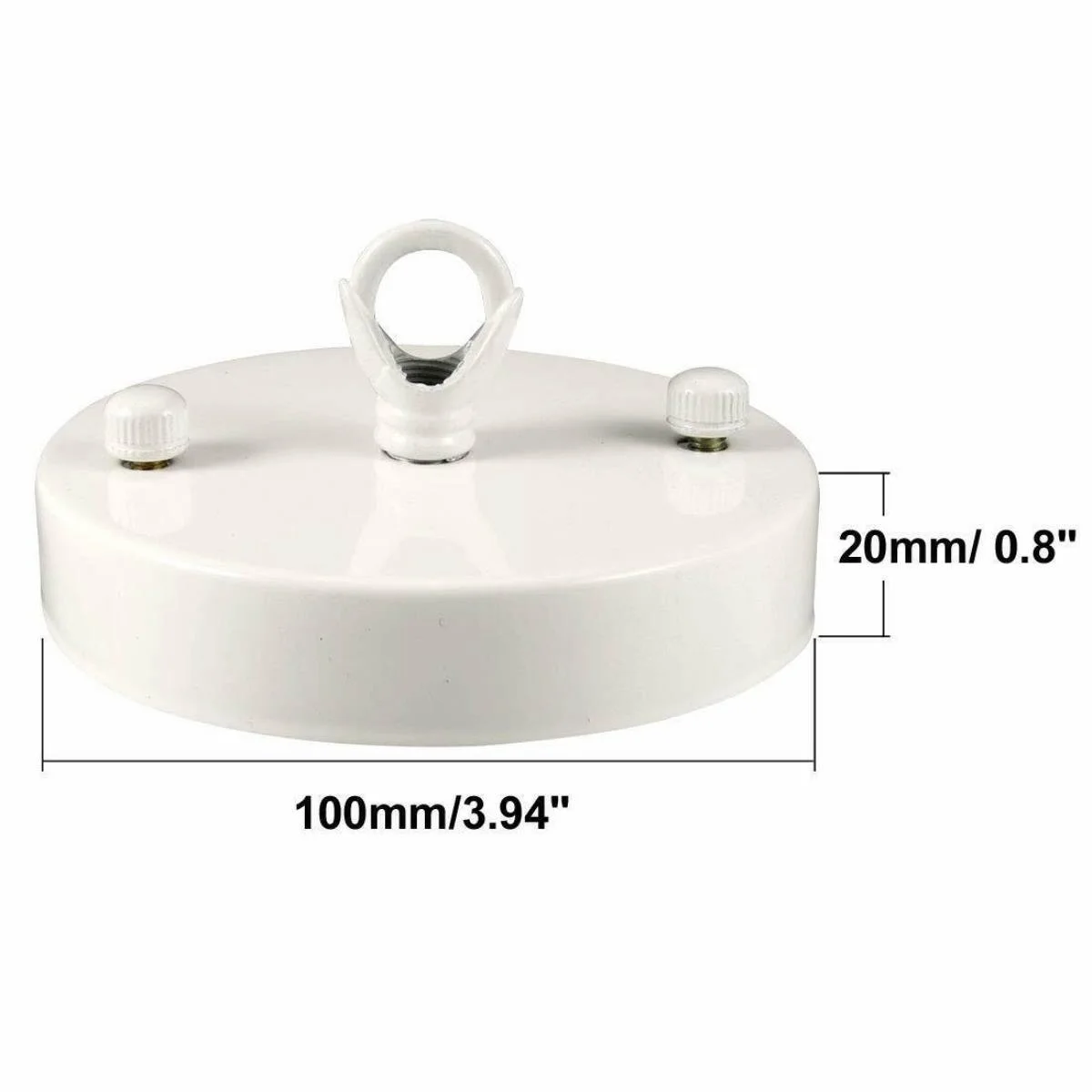 Vintage style ceiling hook, 100mm front fitting, smooth metal, single point outlet, screws included.