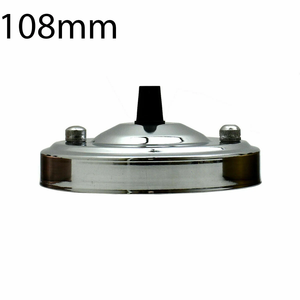 108mm metallic ceiling plate with drop design and 10mm centre hole, ideal for hanging chandeliers and light fittings