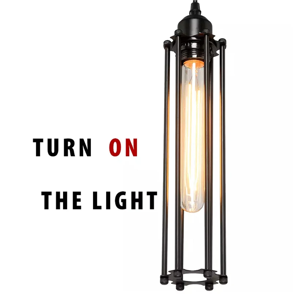 Black metal adjustable cable pendant light with 95cm PVC cable, E27 socket, light cage, 10cm x 2cm base.