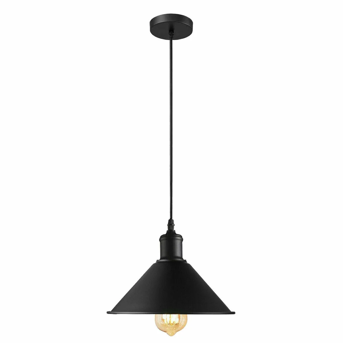 Black metal pendant lamp, decorative ceiling lamp, industrial style hanging over kitchen island