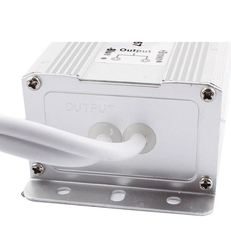 Small 24V 80W constant voltage transformer, IP67 waterproof, aluminium alloy housing, 14×7×4.1 cm.