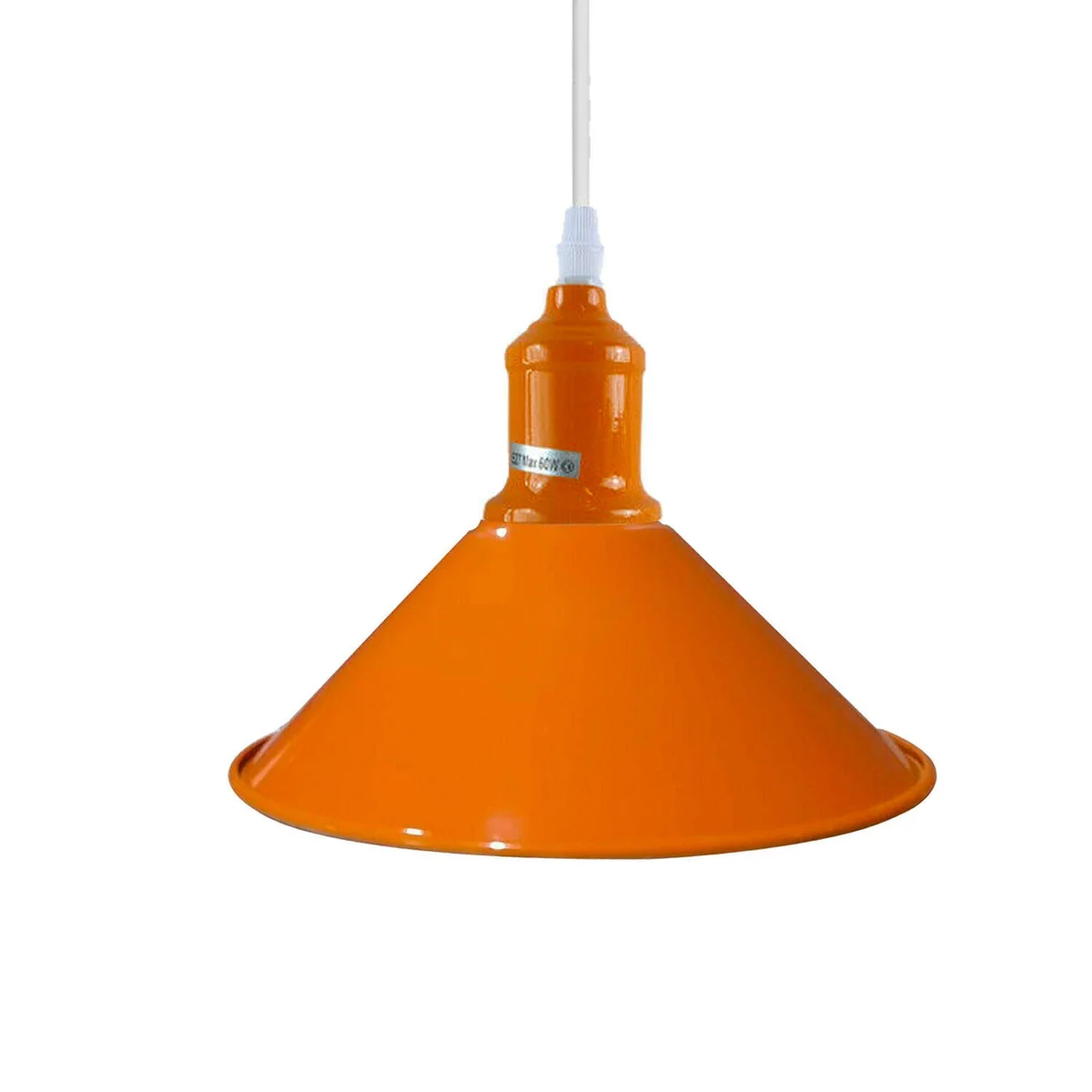 Retro modern ceiling pendant with orange and white shades, metal frame, four E27 light holders, 95cm PVC cable.