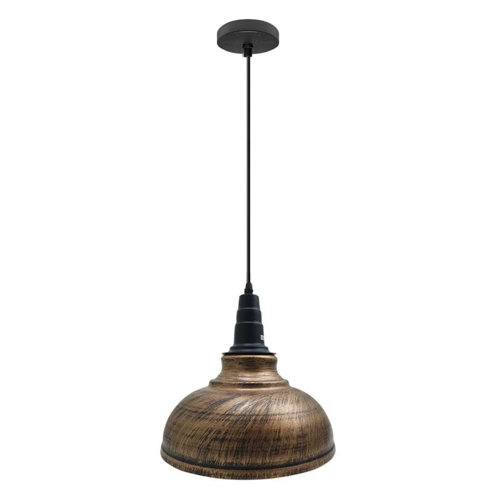 Vintage hanging ceiling light with black iron shade, white interior, 290mm diameter, adjustable E27 holder – stylish rooms