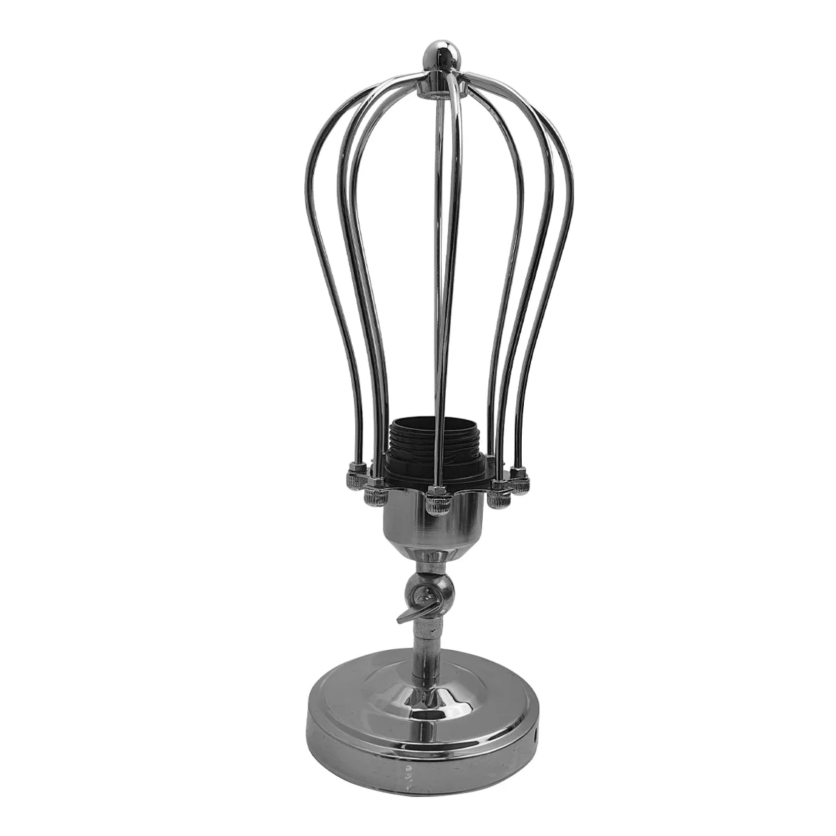 Metal cage ceiling lamp with chrome and French gold accents, sleek semi‑recessed design and adjustable arm.