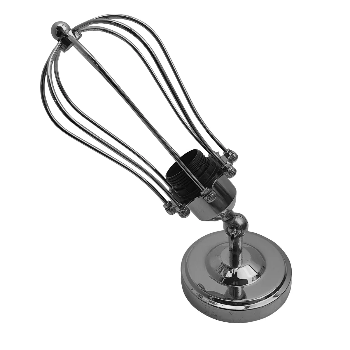 Adjustable arm ceiling light with sleek metal cage design, featuring a semi‑recessed fixture and dual E27 sockets