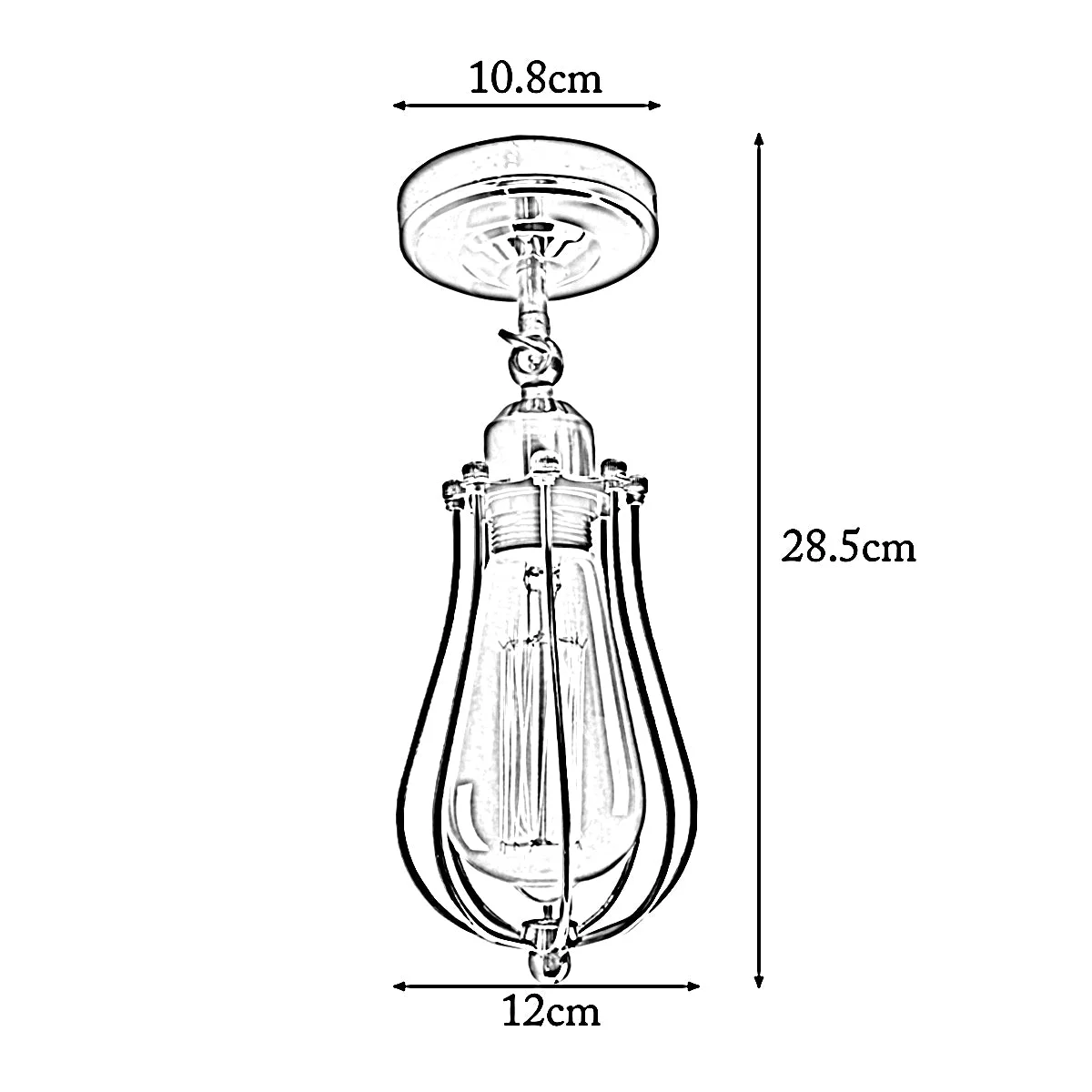 Industrial ceiling light with chrome flex arm, metal cage, 2 E27 sockets, retro design, French gold finish