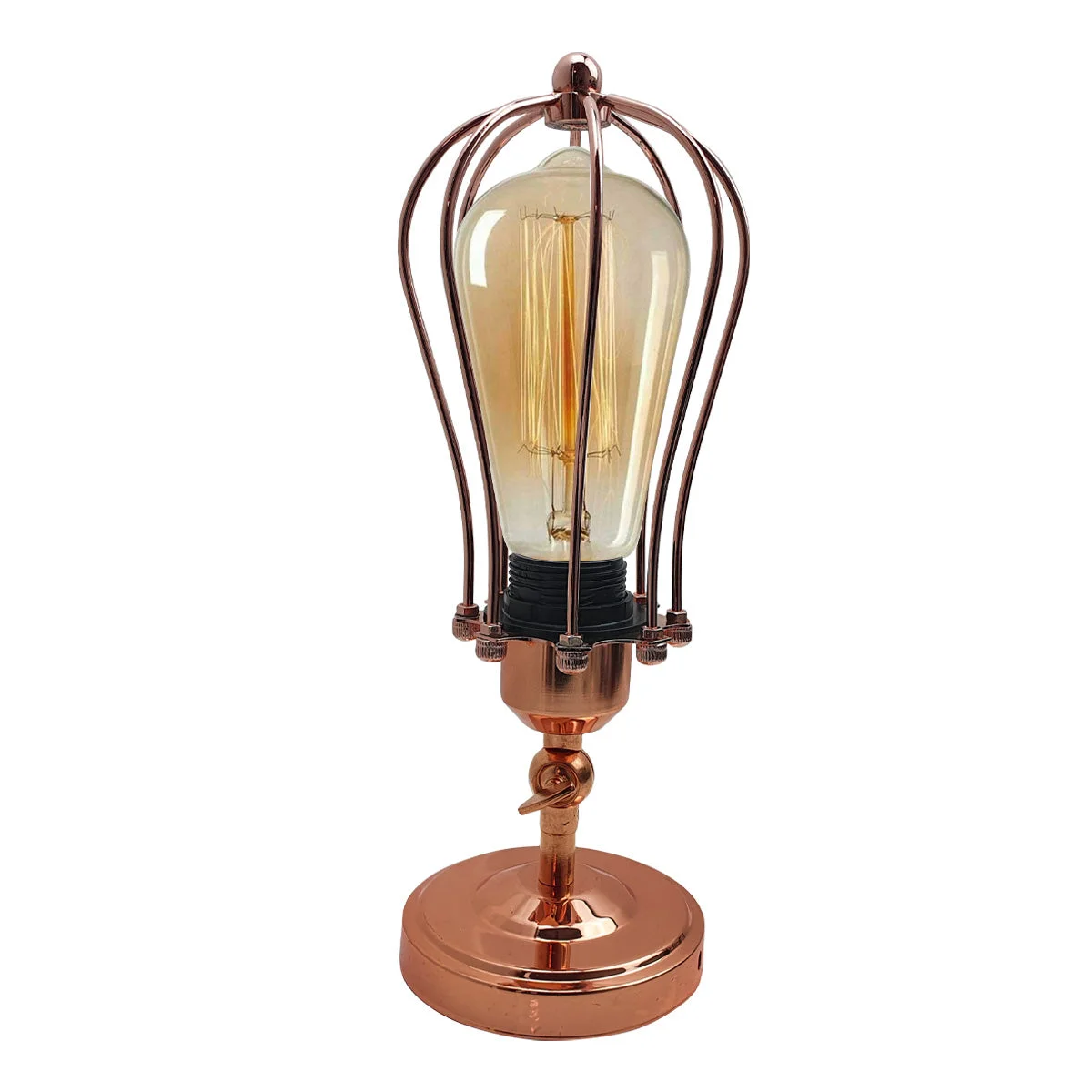 Modern industrial ceiling light with gold metal cage, flexible arm, two E27 sockets, inset fixture