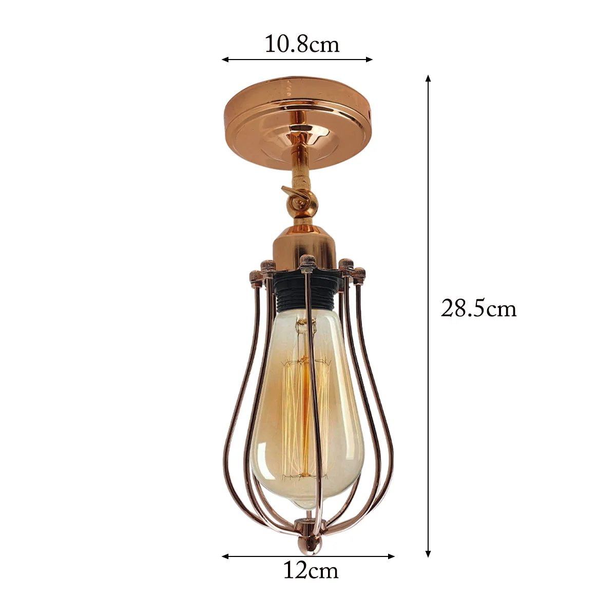 Metal cage E27 bulb ceiling light in French gold and rose gold, flush‑mounted semi‑recessed European style design