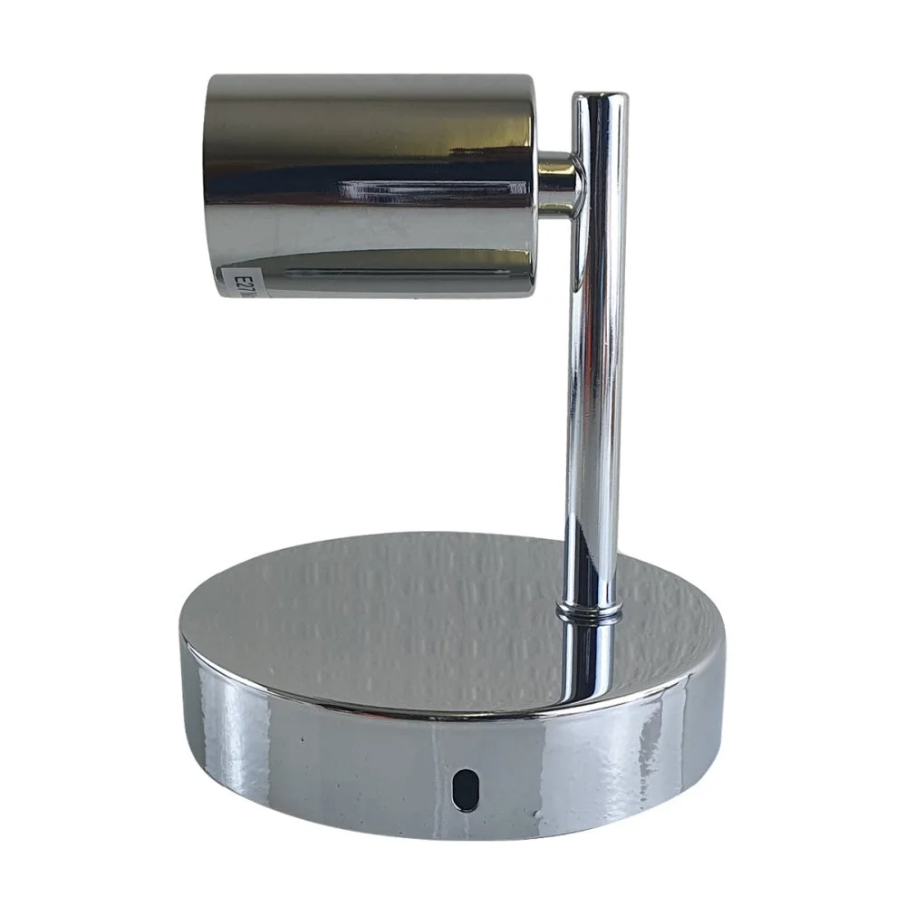 Chrome metal wall sconce with white hood, industrial retro sconce lighting, fitted to E27 bulb