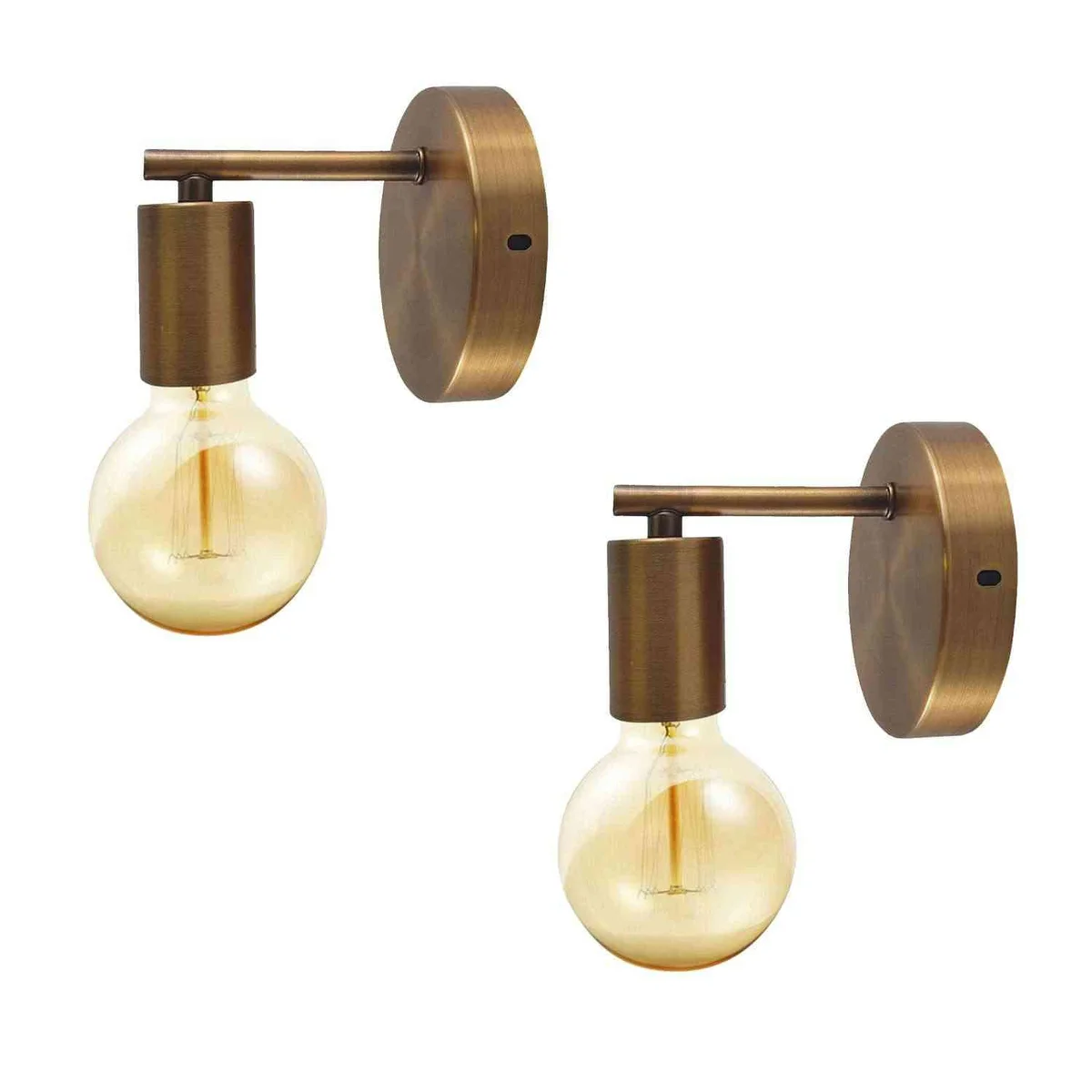 Yellow brass iron wall sconce light with white interior hood, featuring an E27 wall light for a modern industrial look.