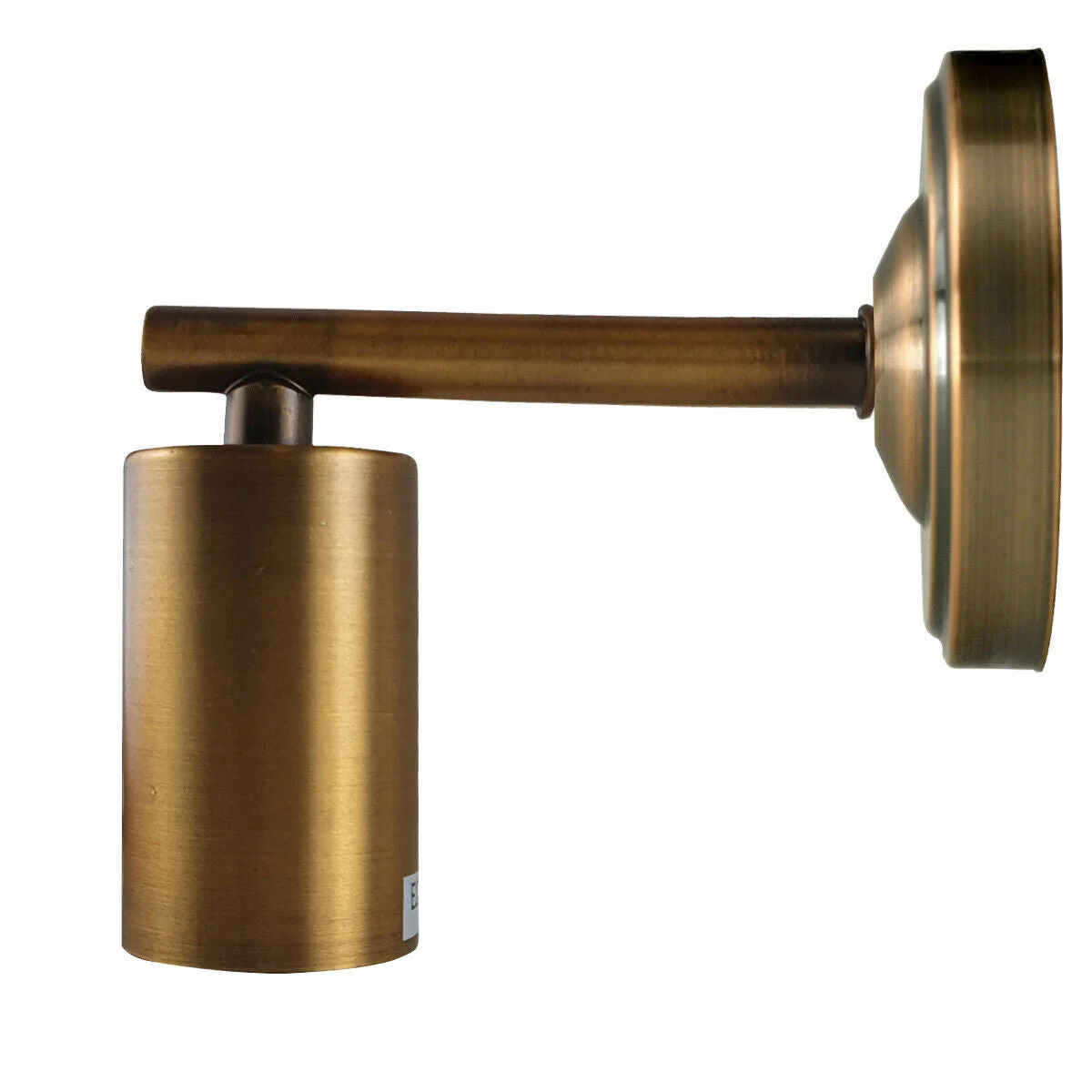 Yellow brass wall sconce, industrial vintage style, solid metal body, cylindrical shade, E27 holder.