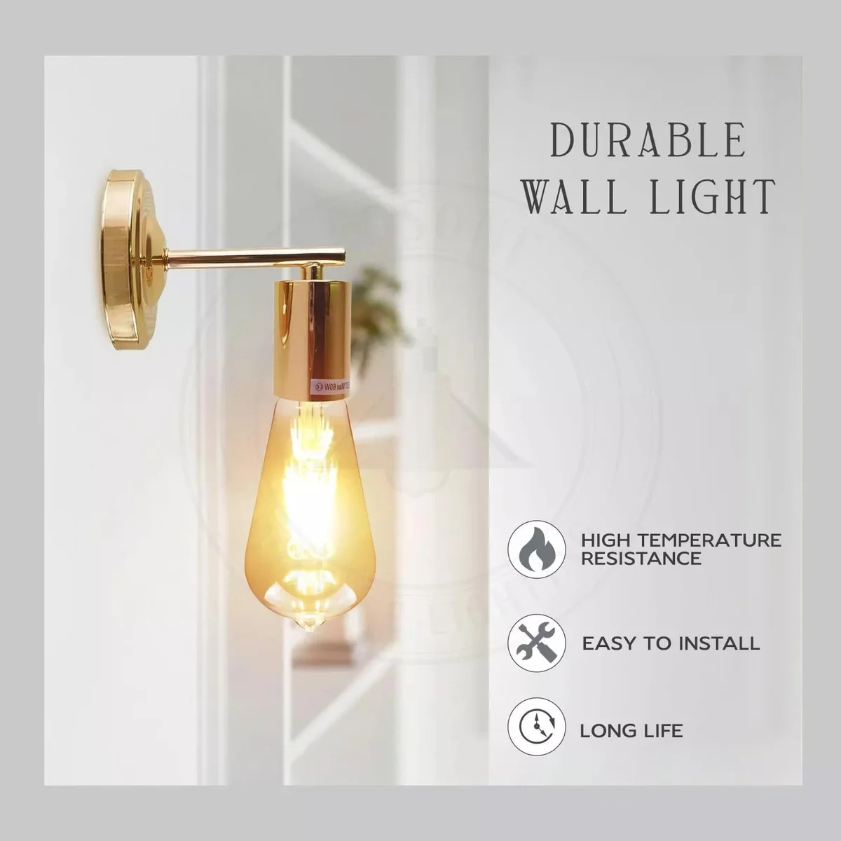 E27 wall light fitting – copper vintage industrial sconce with white interior hood, modern rustic bedside lighting.