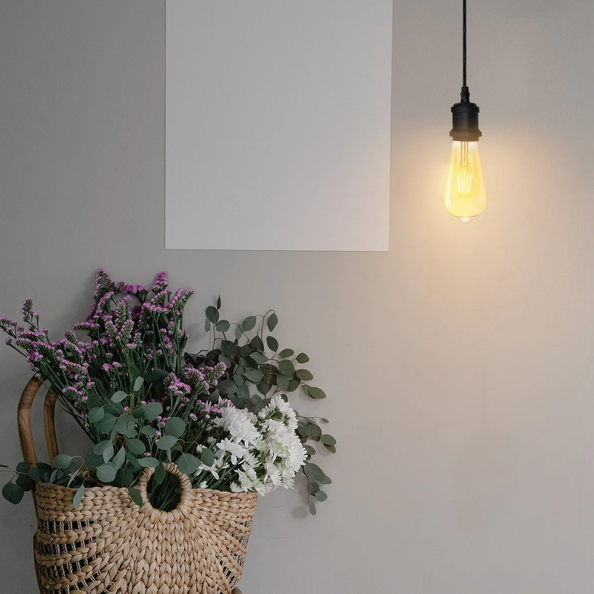 Metal pendant light holder with long 200cm round cable, CE certified, featuring an E27 base holder