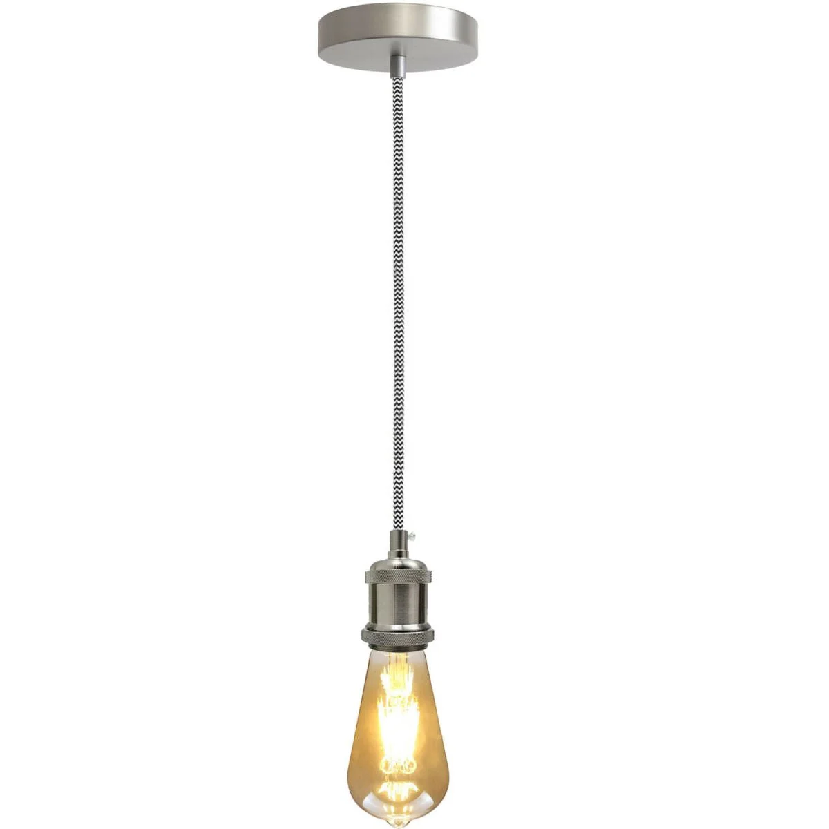 Metal E27 pendant lamp base with 2m round cable, suitable for indoor pendant lighting in living rooms and offices