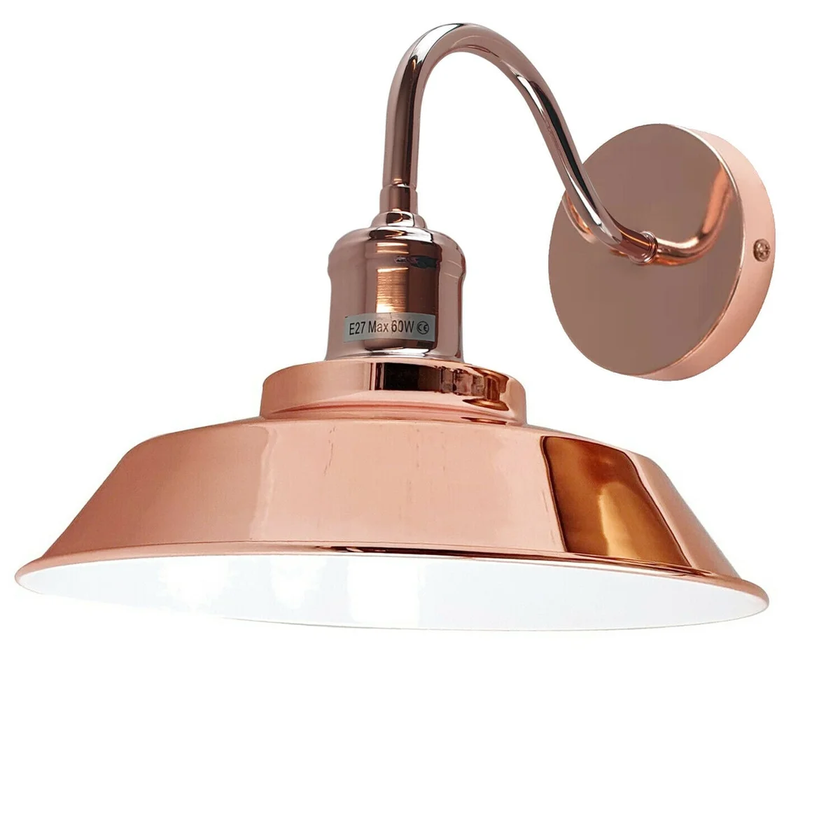 Industrial vintage wall lamp with adjustable black metal gooseneck and cone‑shaped shade.