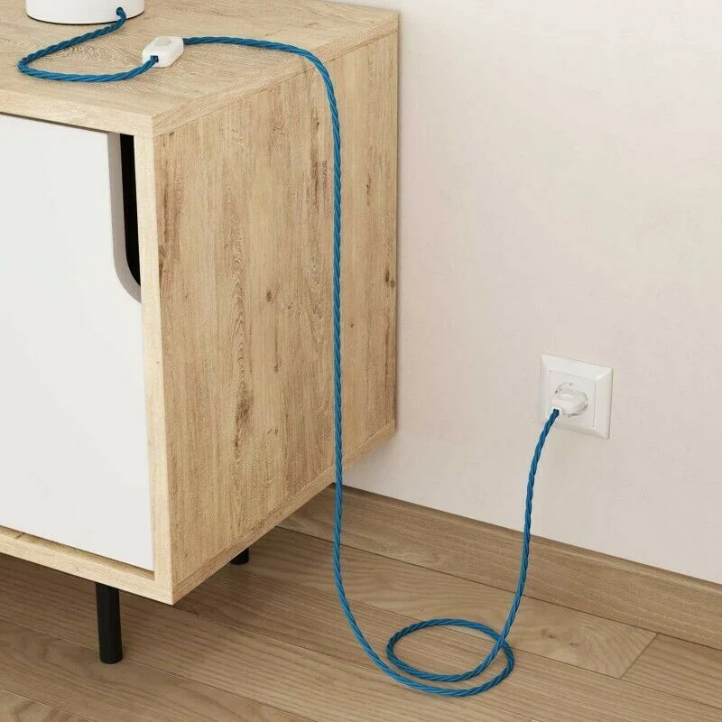 Burgundy 2 core twisted cable featuring braided fabric and PVC insulation, 0.75mm copper wires.