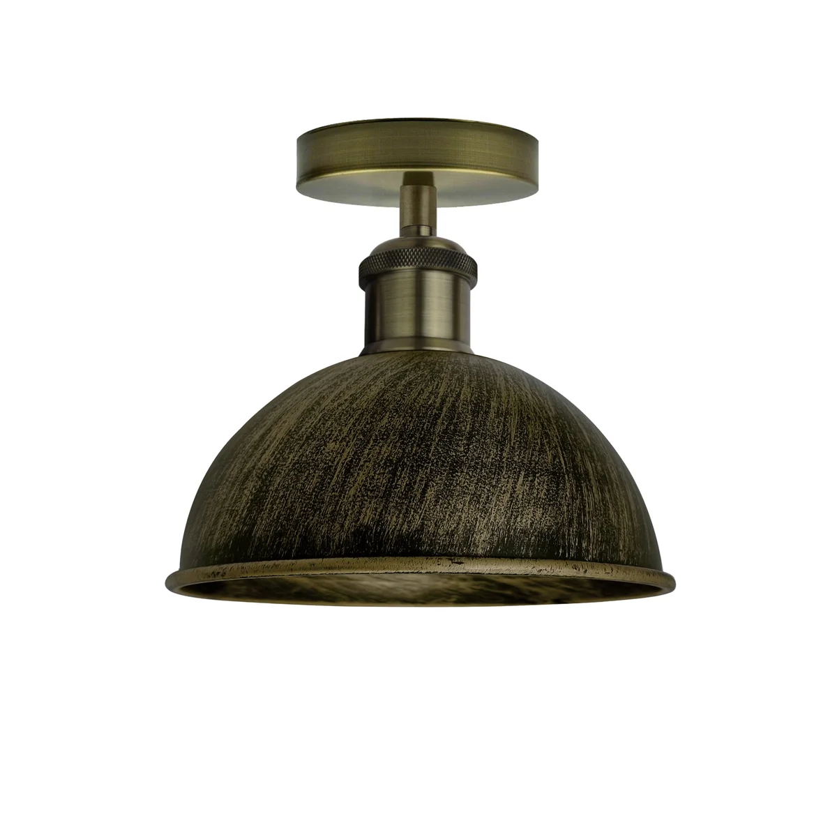 Vintage style ceiling light with brushed brass metal shade, E27 base, 10cm diameter, warm romantic lighting.