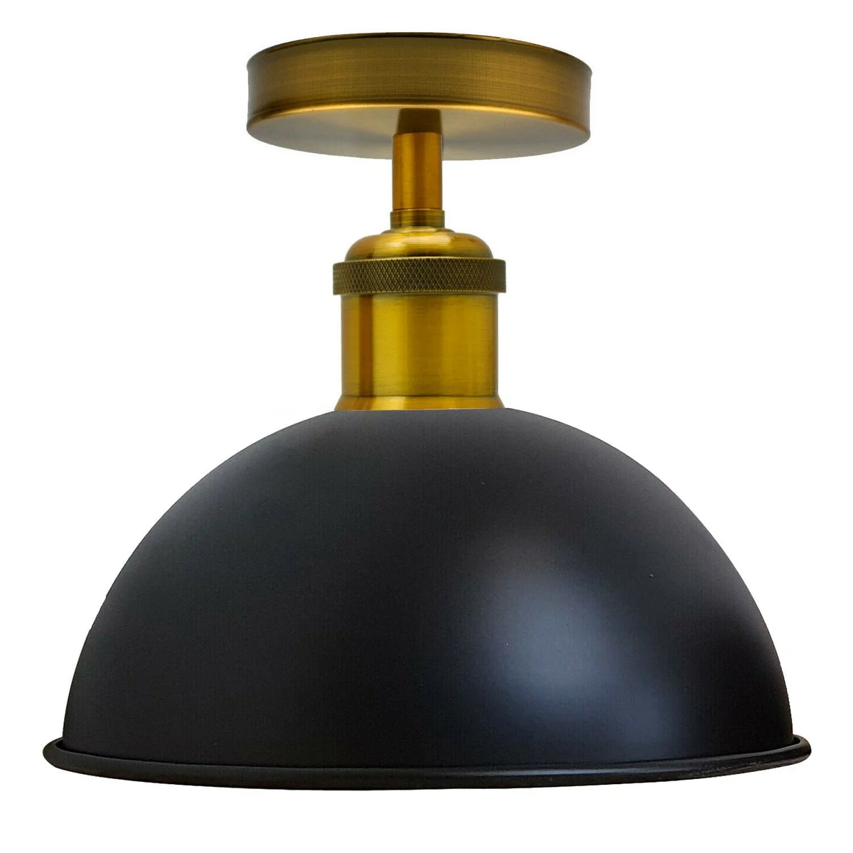 Black metal vintage ceiling light with flush mount lampshade